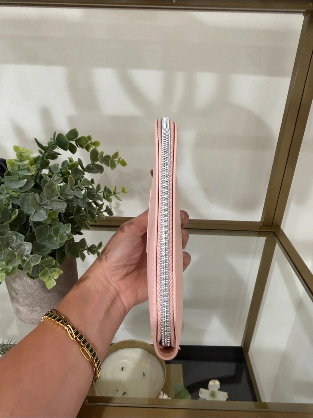 Dior Blush Pink Embossed Leather Pouch